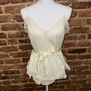 Alana Gale Women's Intimates Ivory Lace Teddy Romper Shorts Size M Made In USA